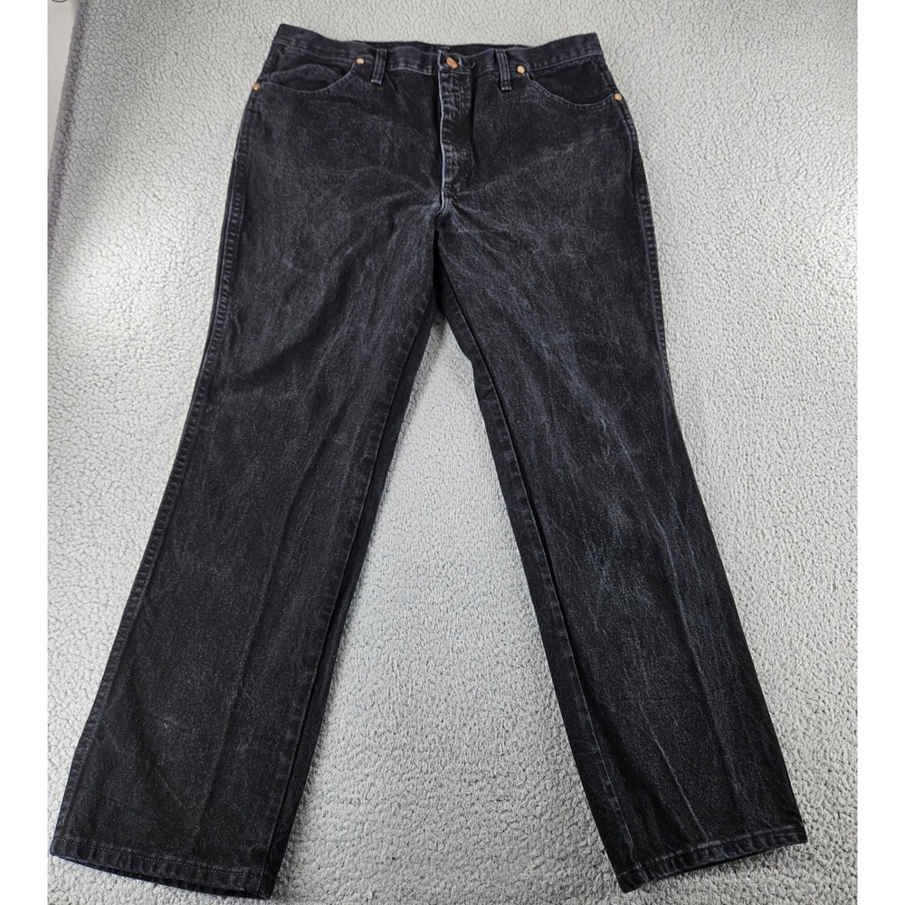 Wrangler Mens‎ Jeans 38x30 Black Denim 936 Slim Straight Cowboy Cut Western